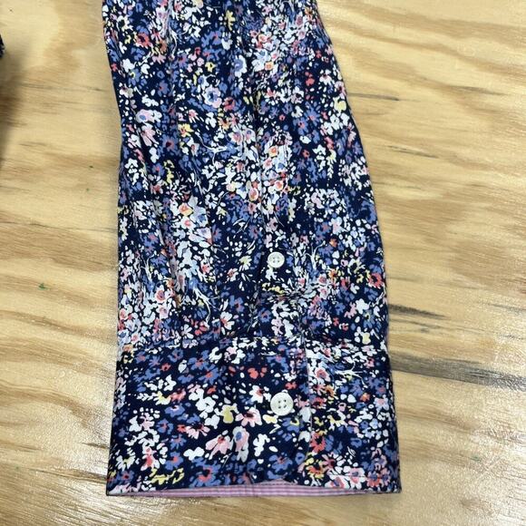 CHAPS No Iron Women’s Floral Button Up Shirt Cotton Size 2X Blue Cottage Peasant - Picture 6 of 9